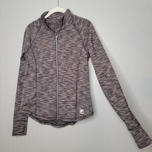 Fila jacket women's size S black white space dye full zip long sleeve sporty gym